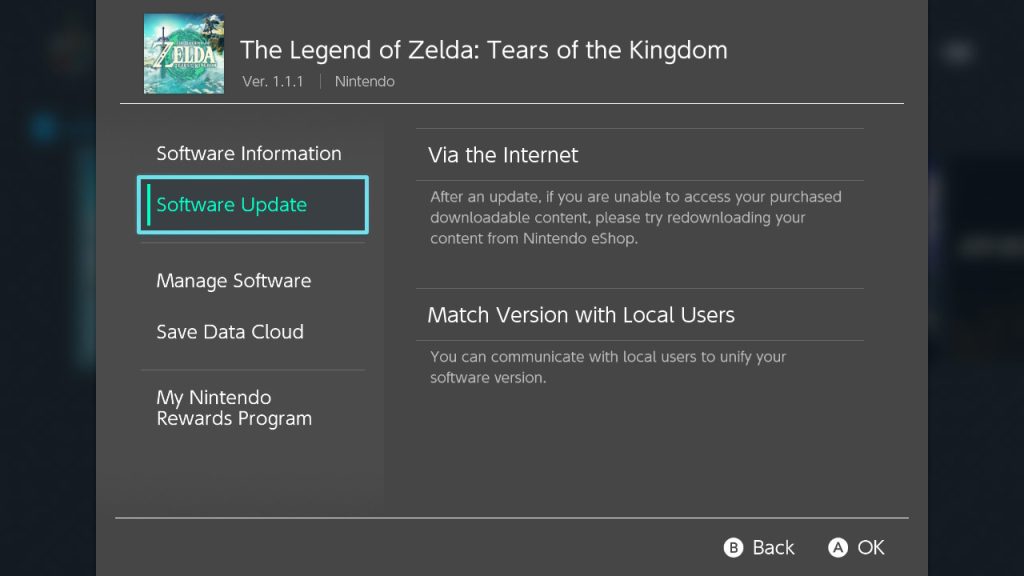 The Legend of Zelda: Tears of the Kingdom update
